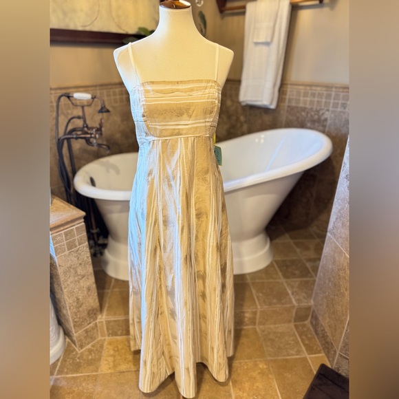 NWT CeCe Beige Striped Maxi Dress size XS - Picture 5 of 10